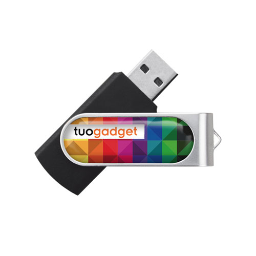 Chiavetta USB Standard Plus, in plastica e metallo, personalizzata con stampa quadricromia resinata. Memoria da 2 a 16 gb