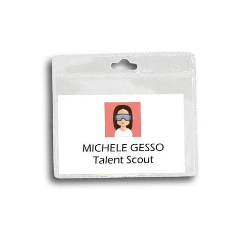Porta Badge Orizontal:tasca porta badge in pvc trasparente, personalizzabile con logo