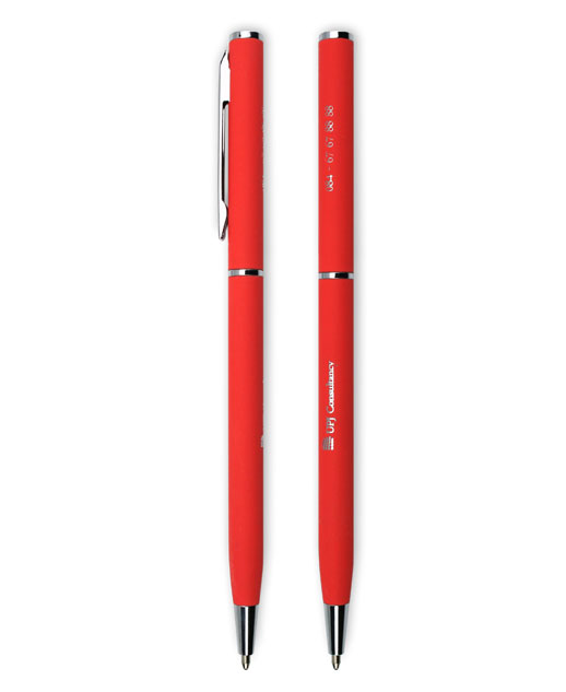 Penna personalizzata in metallo Slim, rossa, con cromatura