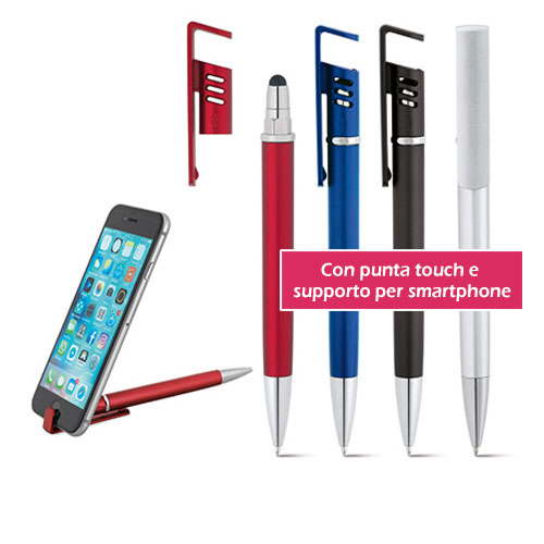 Penna personalizzata Stand, penna touch screen e supporto smartphone