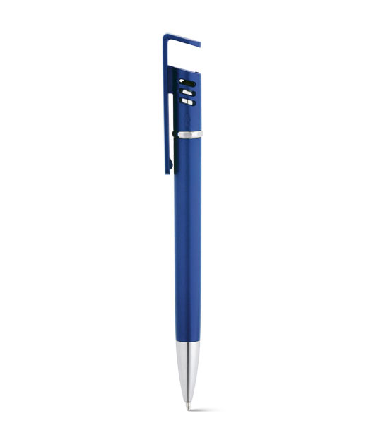 Penna personalizzata Stand, penna personalizzata touch con supporto per smartphone, blu