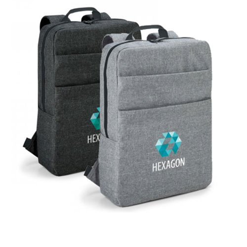 Zaino porta computer personalizzato City, zaino minimal e contempoiraneo in grigio e grigio scuro, nero, personalizzato hexagon