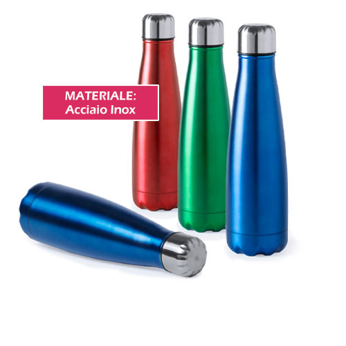 Borraccia Inox Bottle, borraccia a forma bottiglia disponibile neutra o personalizzata, cover