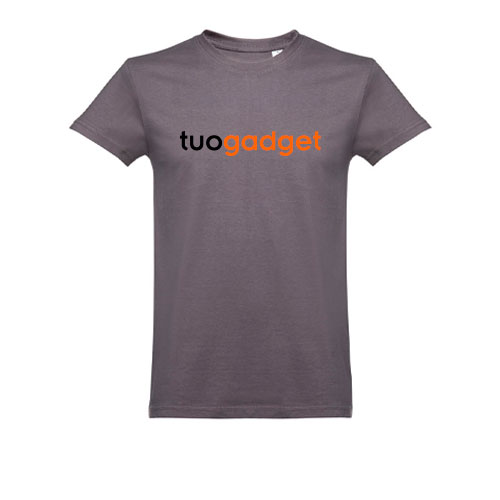 T-shirt in cotone manica corta da uomo, maglia personalizzata o neutra, colore grigio, logo