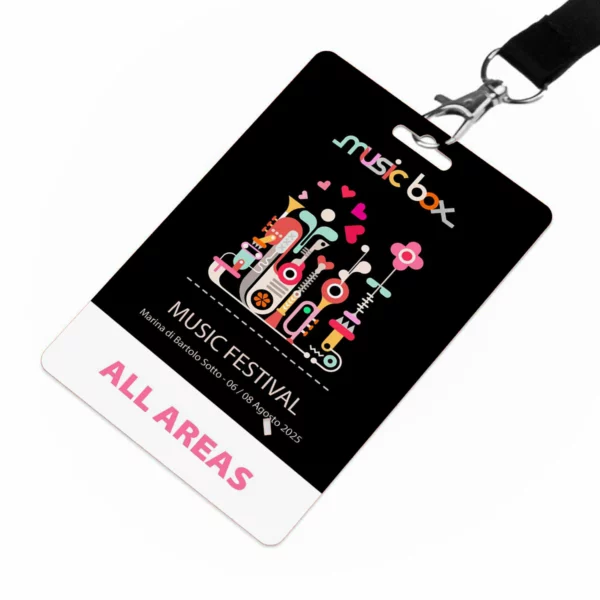 Badge In Plastica Riciclato Verticale Music Festival Con Cordino