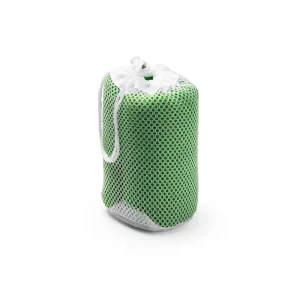 Asciugamano Stampa Logo Microfibra Sporty Verde Piegato Con Astuccio Incluso